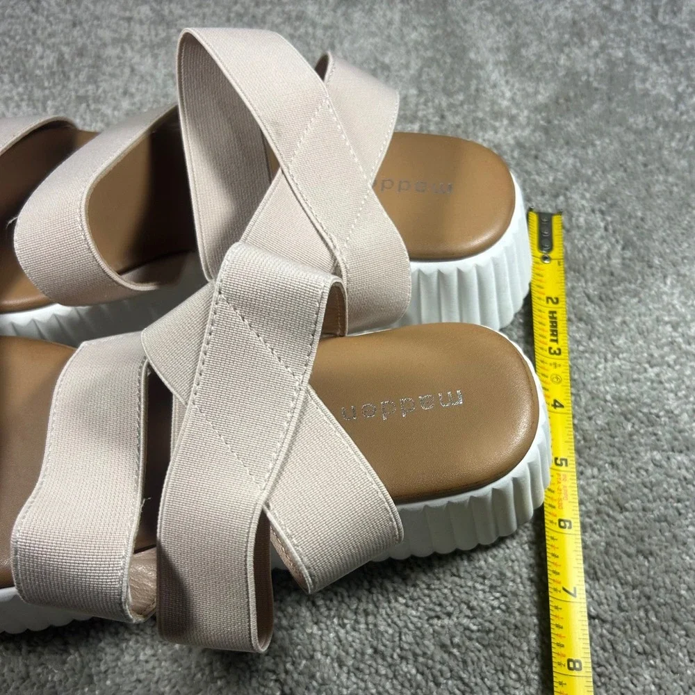 Madden Girl Platform Sandals Beige Elastic Strap Womens Size 9.5